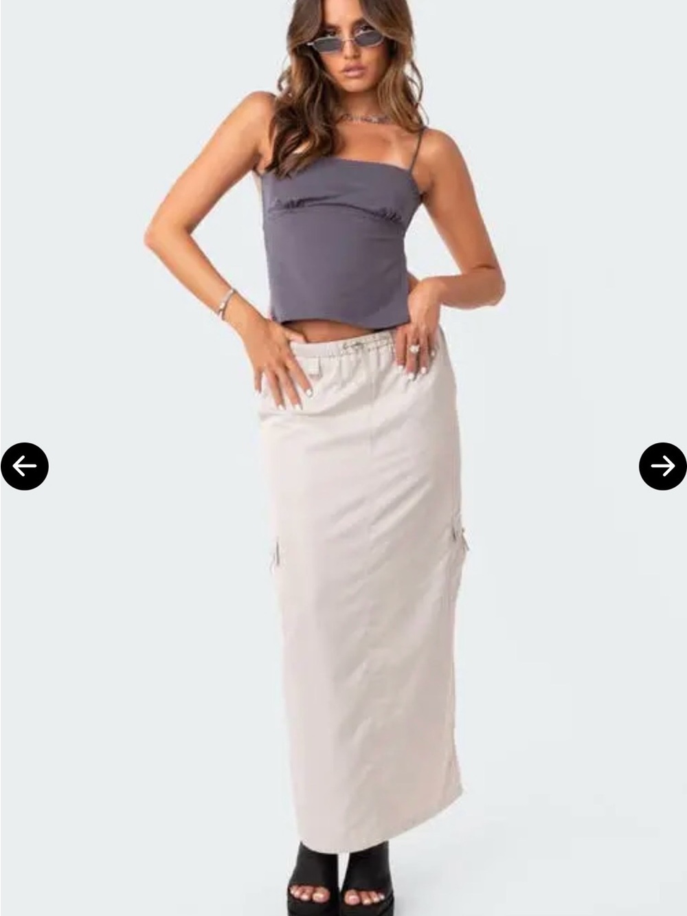NWT EDIKTED Charcoal Cotton Open Back Tie Top Y2K Strappy Crop